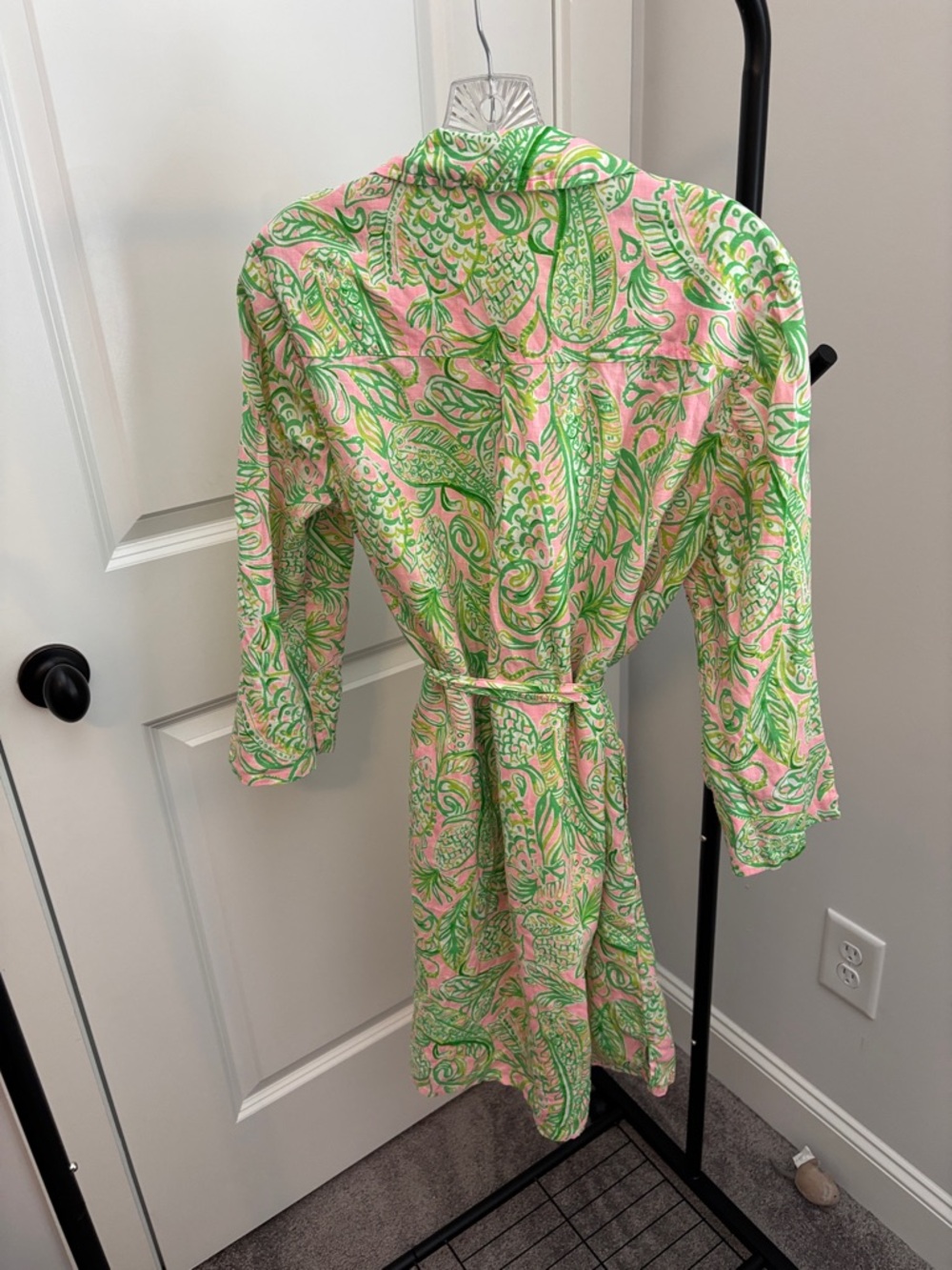Lilly Pulitzer Pink & Green Paisley Pineapple Linen Tunic Dress - Picture 3 of 3
